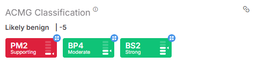 Fig. 5. Curate icon for ACMG classification in the Summary tab.