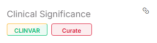 Fig. 2. Curate pathogenicity badge in the Summary tab of the Variant page.